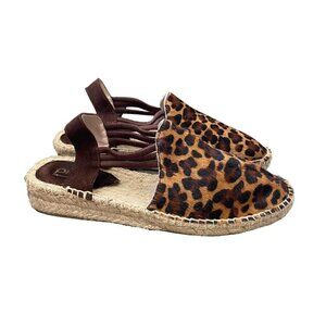 Picon Womens Animal Print Leather Espadrilles Shoes Sandals Size 7.5 Slingback